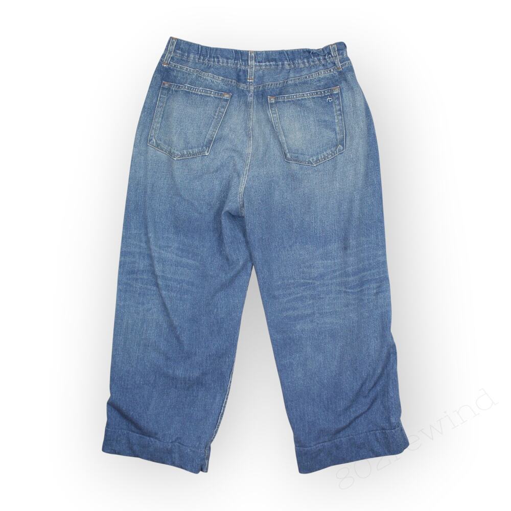 Large Rag&Bone Miramar Wide Leg Sweatpant Jean Crop Stretch - Picture 12 of 12